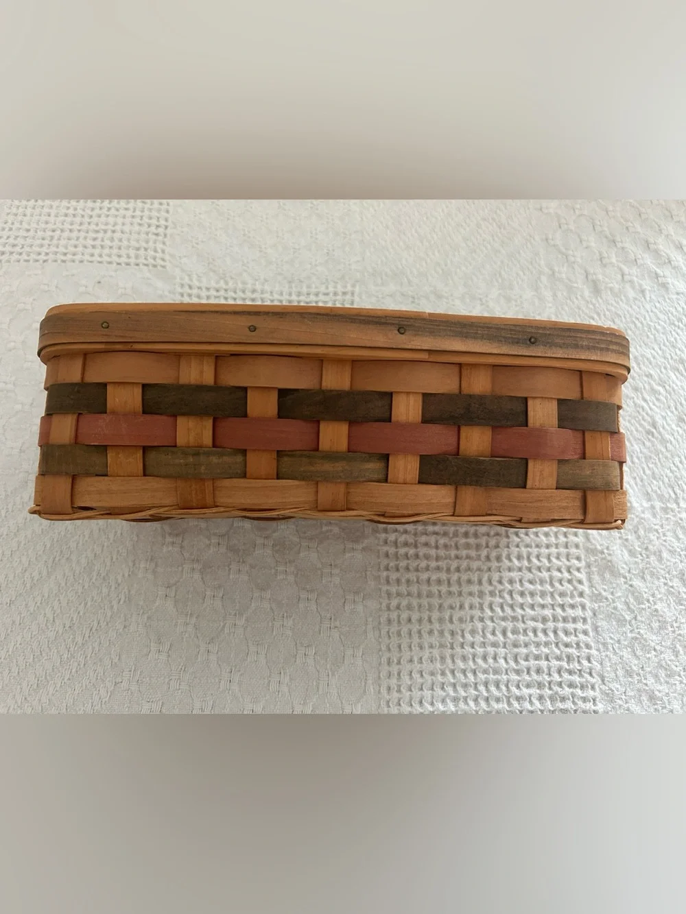 Handwoven Wood Basket with Green and Red Accents - Classic Home Accents